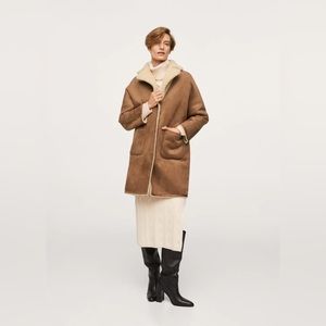 Reversible faux shearling-lined coat